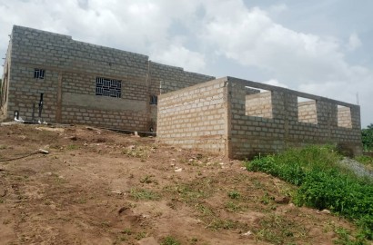 Four (4) Bedroom Uncompleted House on 4 Plots of Land For Sale at Pokuase Dedema