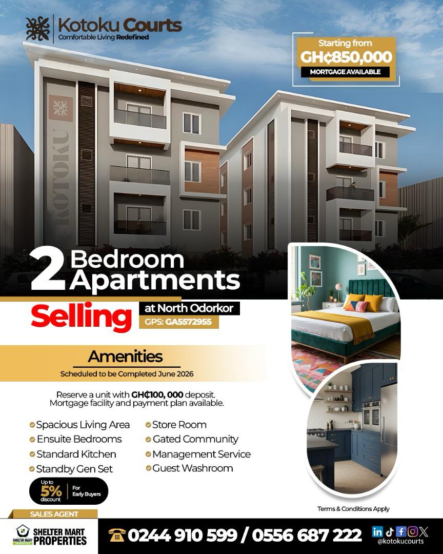 TWO (2) BEDROOM APARTMENTS FOR SALE AT KOTOKU COURTS - NORTH ODORKOR (OHEMAA)