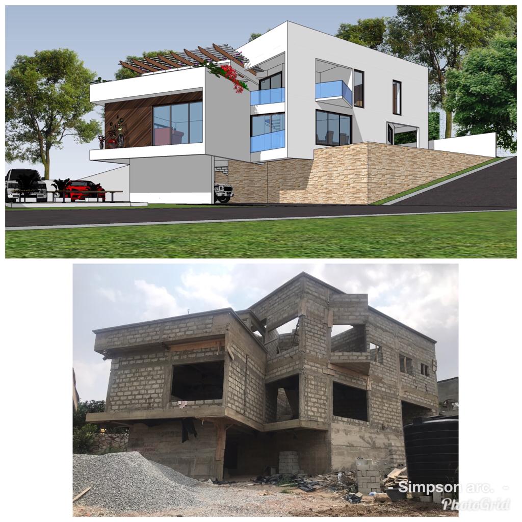 Uncompleted (5)Five Bedroom House With (1)One Bedroom Boys Quarters for Sale At McCarthy Hill